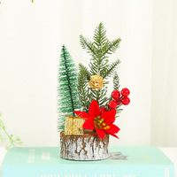 Nouvelle décoration d'arbre de Noël transfrontalière Led ornements de bureau de Noël à fond lumineux en bois