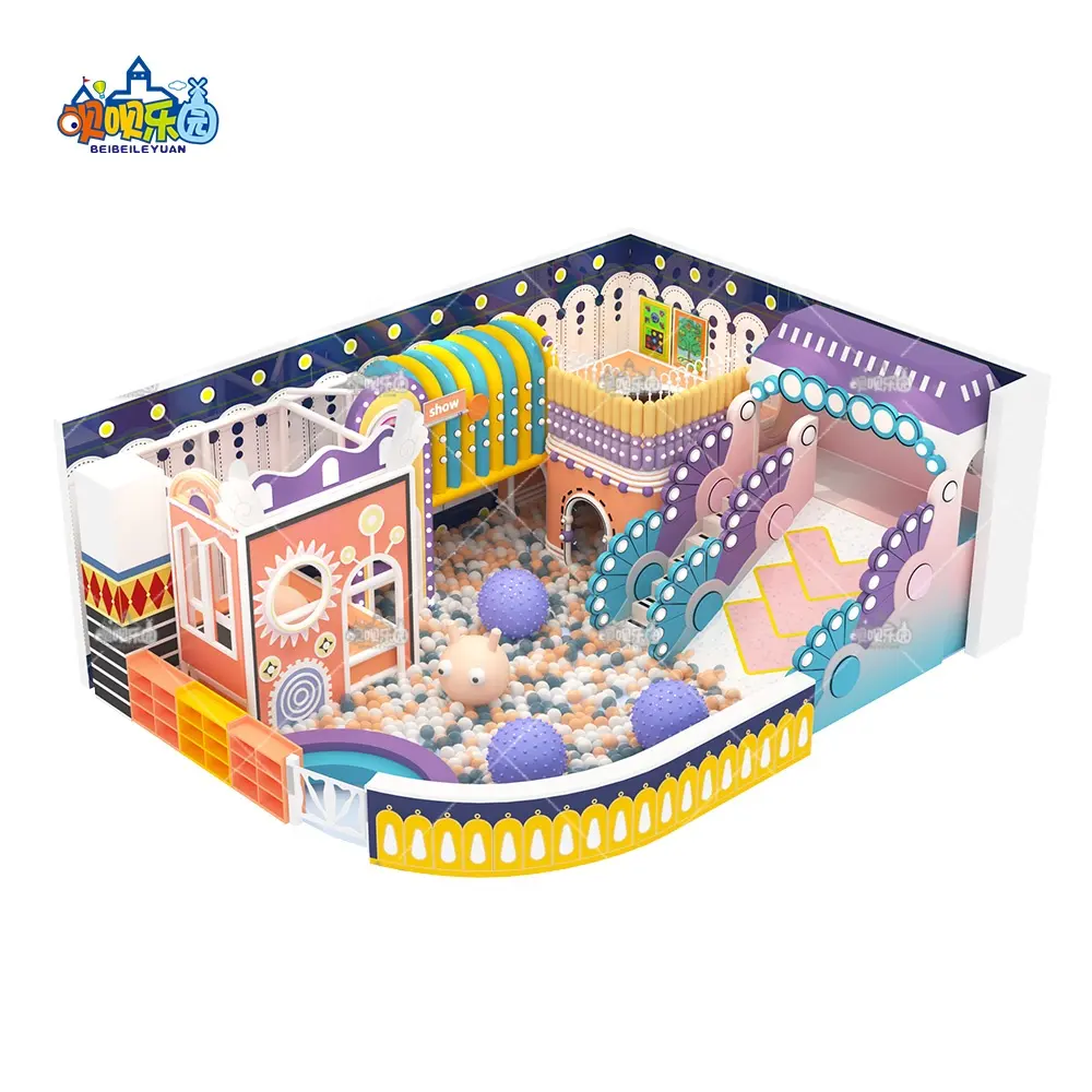 Nuovo Design per bambini divertimento parco a tema al coperto Soft Play attrezzature con palla, scivolo e altalena