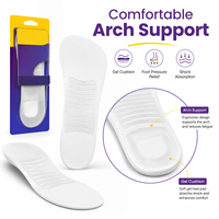 Semelles intérieures en gel de silicone confortables avec soutien de la voûte plantaire pour chaussures plates, talons bas, habillées et décontractées pour femmes (tailles 6-10)