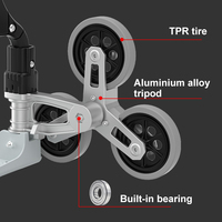 Chariot de manutention pliant pour escaliers, capacité 154 lb, robuste en aluminium, avec poignée télescopique et roues en caoutchouc, OEM, pour le shopping