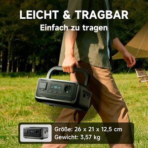 Station portable 300W pour camping et extérieur, batterie LiFePO4 256 Wh (max 600W), générateur solaire à onde sinusoïdale pure, cycles de charge - Product Image 2