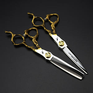 Ciseaux de coiffure professionnels Nepson de 6,0 pouces <span class=keywords><strong>avec</strong></span> manche demi-or pour la <span class=keywords><strong>coupe</strong></span> de <span class=keywords><strong>cheveux</strong></span>, la <span class=keywords><strong>coupe</strong></span> droite et la dégradé. - Product Image 4