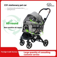 Tout-en-un Poussette pliable réglable pour chat et chien Teddy Chariot de voyage pliable à une clé Produit de transport pour animaux de compagnie