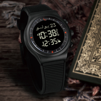 Jam Tangan Sport Azan dengan Lampu Latar Kalender Hijriah Gregorian Arah Kiblat Waktu Subuh Jam Azan untuk Sholat