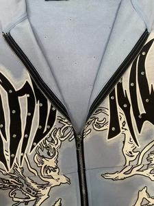 Sweat à capuche 100% coton épais de qualité supérieure avec émotion mixte Monster Looped avec impression Monster pour hommes et femmes - Product Image 4