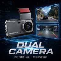 Caméra de tableau de bord à objectif unique 1080P DVR avec WiFi intégré, écran 4 pouces, USB, batterie 150 mAh, WDR, enregistrement en boucle, enregistreur vidéo, garantie 1 an