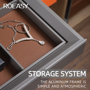 ROEASY <span class=keywords><strong>Armario</strong></span> Hardware <span class=keywords><strong>Organizador</strong></span> Marco de aluminio Extraíble Cajón de joyería Bandeja Caja de cuero - Product Image 5