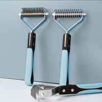 Ciseaux professionnels pour animaux de compagnie, démêlants, ergonomiques, avec poignée en caoutchouc antidérapante, brosse pour poils de chien et de chat, accessoire de toilettage pour poils emmêlés et à perdre