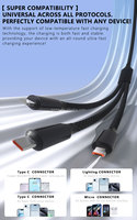 Câble de charge rapide 3-en-1 tressé noir de haute qualité 100W OEM ODM USB-A vers Micro/Type-C 1,2m pour iPhone 14/17
