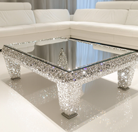 Table basse de luxe moderne avec miroir Meubles en diamant écrasé Table à miroir pour le salon Nouveau design de table à thé
