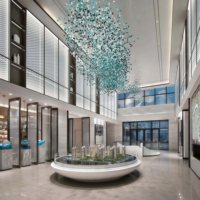 JYLIGHTING Lustre moderne de luxe personnalisé, luminaire suspendu en verre et pierre de couleur sur mesure, décoration de hall d'hôtel
