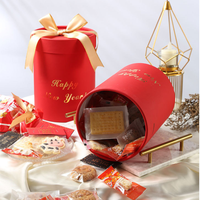 Seau à câlins épais portable créatif Tube en papier rond personnalisé pour collation à biscuits aux noix pour boîte-cadeau de vacances