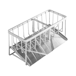 Égouttoir à éponges double niveau en acier inoxydable pour évier de cuisine, support de rangement pour brosses de nettoyage, usage domestique - Product Image 5