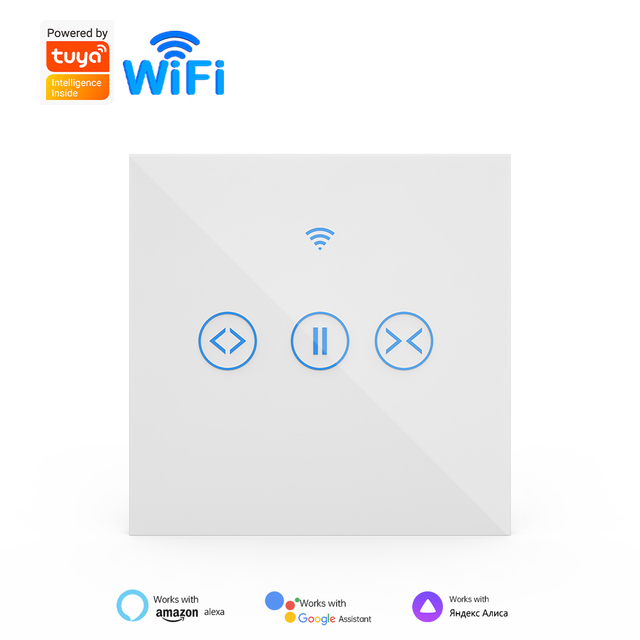 SIXGWH Tuya WiFi Smart Curtain Switch Touch Panel APP Voice Control Timer Alexa/Google Home Compatible Roller Blinds Motor