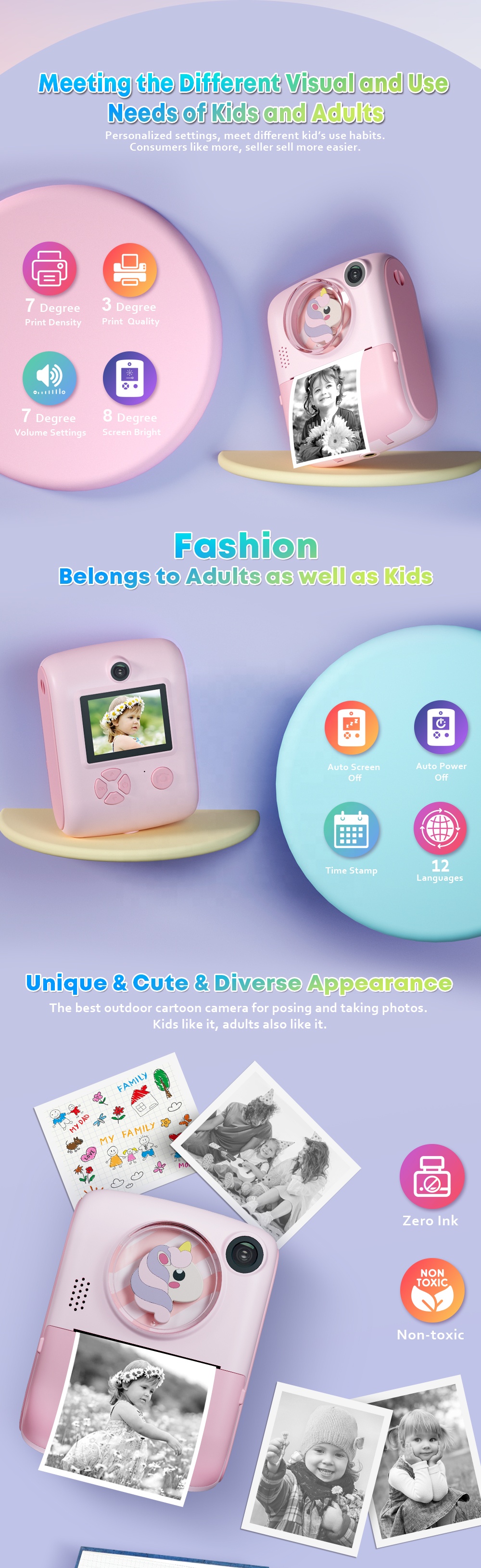 Multipurpose Mini Kid Video Camera , HD Screen 1080P Toddler Digital Camera