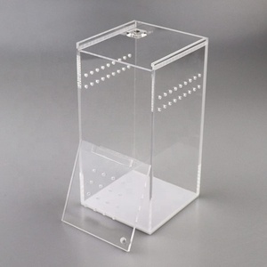 Mini caja de cría de reptiles de acrílico transparente Fácil montaje para la exhibición de araña Escorpión Sling Isopods - Product Image 4
