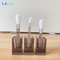 LZ Pack Nouveauté Tube à gloss vide transparent noir carré 6ml 8ml 10ml avec grand applicateur, en PET, personnalisable avec logo
