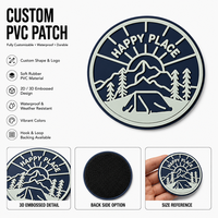 Patch en caoutchouc pour camping en plein air, motif Happy Place, avec fixation Velcro pour équipement de randonnée et sacs de voyage, fabricant OEM