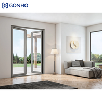 Porte à double battant en aluminium GONHO, moderne, sur mesure, extérieure, coupe-vent, insonorisée, isolante thermiquement, à double panneau
