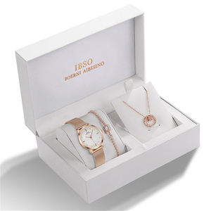 IBSO Donne Set <span class=keywords><strong>Orologio</strong></span> Al Quarzo In <span class=keywords><strong>Oro</strong></span> <span class=keywords><strong>Rosa</strong></span> di Cristallo di Disegno Vigilanza Della Collana del Braccialetto Imposta Set di Gioielli Femminili Della Vigilanza della signora Moglie - Product Image 5