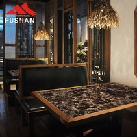 Table de restaurant dessus de table à carreaux de céramique avec bord en bois massif rond carré tailles personnalisées