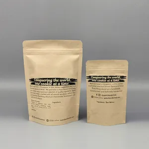 Biodegradable गोल्ड स्टाम्प क्राफ्ट पेपर नाश्ता भोजन के लिए खड़े थैली ज़िप ताला बैग कागज पन्नी पैकेजिंग बैग प्लास्टिक जिपर Doypack