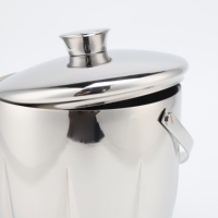 Nouveau design seau à glace isolé à double paroi en métal 3L en acier inoxydable pour vin et bière avec couvercle et pince à glace