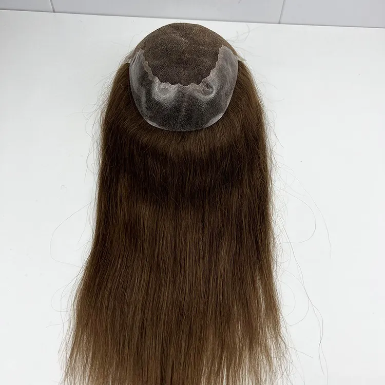 Beste Qualität Australien Kleber schwarz gebleichte Knoten menschliches Haar Full Swiss Lace Toupee für Frauen