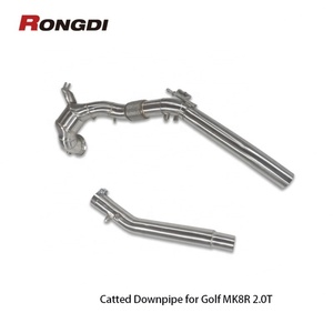 Rongdi High Flow 200 Cell Catted Stainless Steel 304 1.5mm <b>Brushed</b> Exhaust Downpipe for VW Golf MK8R 2.0T Upgrades - Product Image 6