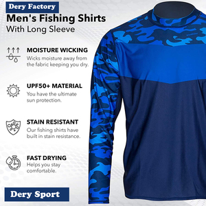 قمصان صيد رجالية مخصصة بأكمام طويلة، سريعة الجفاف، مقاومة للأشعة فوق البنفسجية UPF50، مع شبكة تهوية، مقاومة للرطوبة وقابلة للتنفس - Product Image 6