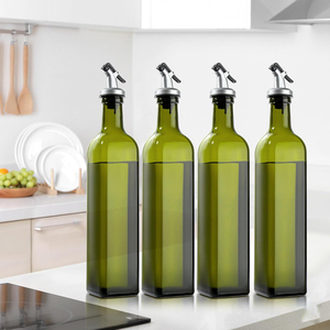 Bouteille en verre carrée vide de couleur vert foncé pour huile d'olive de qualité alimentaire, 250 ml, 500 ml, 750 ml, 1000 ml - Product Image 3