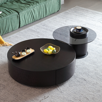 ATUNUS-Table basse minimaliste en bois fumé noir, table basse nordique de luxe, ensemble de table de salon moderne, simple