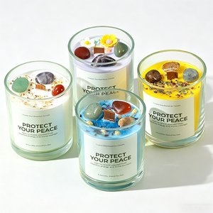 Bougies d'aromathérapie haut de gamme faites à la main en cire de soja avec pierres de cristal, modernes, pour fêtes, anniversaires, y compris la Saint-Valentin - Product Image 3