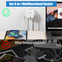 Alimentations EU Power Strip Cube 4 prise secteur avec 2 USB-A 2 USB-C 2500W Protection contre les surtensions 1.8 prise rallonge pour PC Mobile