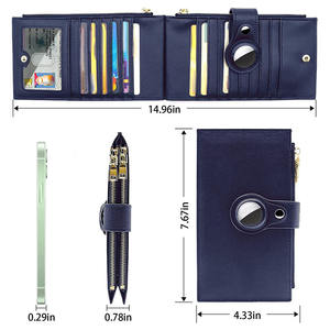 Productos de Tendencia <span class=keywords><strong>2022</strong></span>, Diseñador para Apple AirTag, Tarjetero RFID, Tarjetero con Cierre de Cremallera, Cartera Delgada de Cuero Genuino - Product Image 5