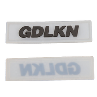 Écussons en silicone souple transparents personnalisés, logo 3D en relief, étiquettes en caoutchouc à repasser pour vêtements