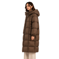 Doudoune longue pour femme en duvet d'oie 90% avec capuche auto-chauffante amovible, coupe-vent, manteau d'hiver matelassé, vente en gros