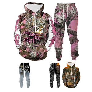 Ensemble décontracté tricoté pour homme, motif cerf de forêt vintage, imprimé par sublimation, sweat à capuche ample en polyester pour le printemps - Product Image 1