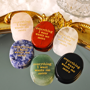 Piedra de Palma Natural Tallada Transfronteriza '<span class=keywords><strong>Todo</strong></span> <span class=keywords><strong>lo</strong></span> que <span class=keywords><strong>quiero</strong></span>, yo también <span class=keywords><strong>lo</strong></span> <span class=keywords><strong>quiero</strong></span>' Meditación Pulgar Ovalada Sin Agujero Piedra de Poder Lúdica - Product Image 3