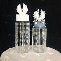 Support à gâteau de mariage de luxe en acrylique, présentoir à fleurs, centres de table pour mariage, fête d'anniversaire, décoration, plateau à desserts lumineux avec confettis