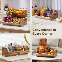 Panier de rangement pour légumes en bois à double étage empilable pour la cuisine