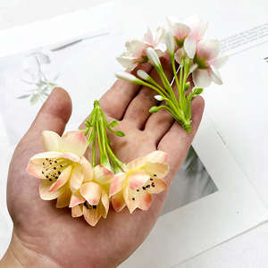 Flor de loto artificial de 3 puntas, mini flor de seda para diademas, coronas, accesorios de fotografía de bodas, decoración del hogar. - Product Image 3