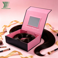 Caja de Regalo de Lujo con Cierre Magnético para Cosméticos, con Papel Brillante Personalizado, Caja de Almacenamiento Plegable para Pelucas, con Espejo
