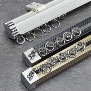 Rail de <span class=keywords><strong>rideaux</strong></span> en alliage d'aluminium <span class=keywords><strong>double</strong></span> couche, rail droit, montage par le haut avec cantonnière, rail incurvé et accessoires - Product Image 3