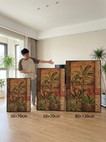 Peinture à l'huile peinte à la main, style forêt tropicale, jungle, botanique, florale, cadre en alliage d'aluminium, vente en gros pour hôtels