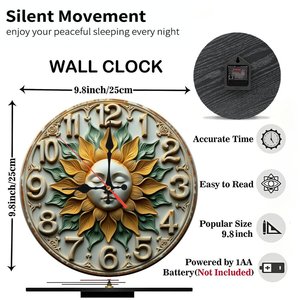 Round Wooden Wall <b>Clock</b> 25Cm Silent Design Home Decor <b>Clock</b> - Product Image 3