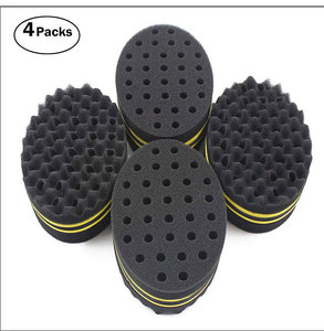 Esponjas de barbero para <span class=keywords><strong>hombre</strong></span>, bobina rizada, cepillo de pelo negro, esponja ondulada, herramienta de barbero, bobinas de estilo Afro - Product Image 5