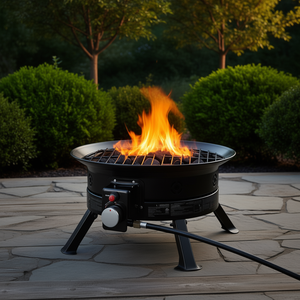 D0100X3KRP8 Braciere a Gas Portatile 19 Pollici 53000 Btu Propano Fiamma Regolabile Gambe Pieghevoli Nero Riscaldatore da Esterno per Patio - Product Image 2