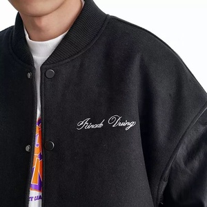Vestes de baseball en laine pour hommes surdimensionnées avec patchs personnalisés et broderie de logo vente en gros de veste d'hiver avec étiquette personnalisée - Product Image 3