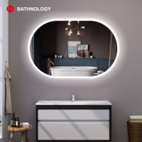 Professional Design Modern Bathroom LED Backlight Mirror Hotel Smart Frameless Oval Shape Touch Switch Dimming Light Illuminated